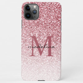Capa Para iPhone Elegante Rosa Dourado Glitter Girly Monograma