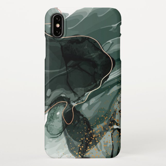Capa Para iPhone Emerald Green e Dourado Marble, Fundo Marble (Verso)