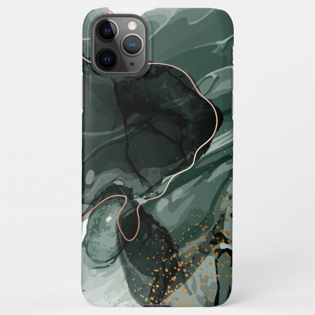 Capa Para iPhone Emerald Green e Dourado Marble, Fundo Marble (Verso)