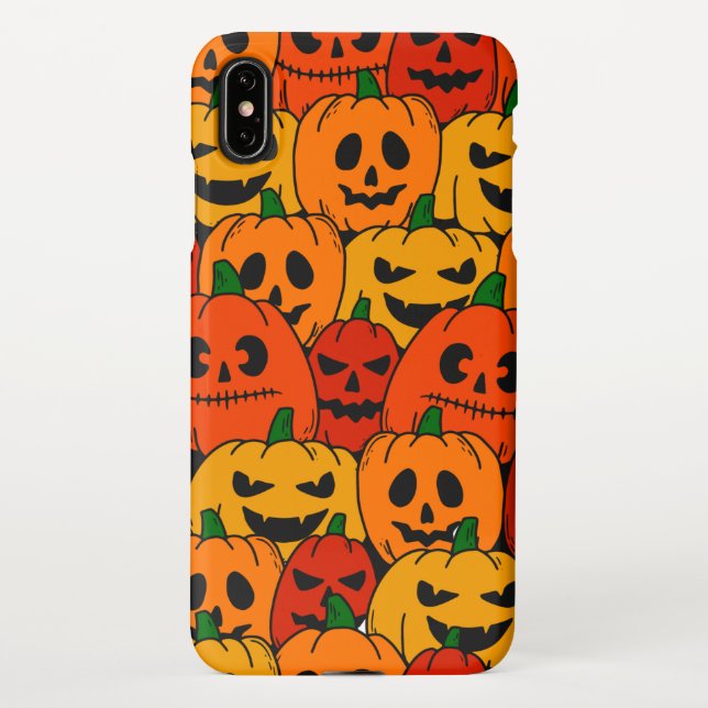 Capa Para iPhone Engraçado Colorida Pumpkins Rostos Sketch Hallowee (Verso)