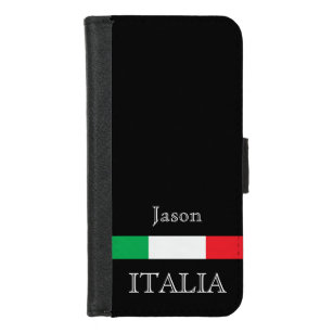 Capa Carteira Para iPhone 8/7 Bandeira da Itália: nome do monograma negro