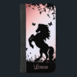 Capa Carteira Para iPhone 8/7 Plus Caligrafia rosa-de-leão-preto<br><div class="desc">Em um jardim rosa. Silhueta excelente de flores silvestres e borboletas voando como Um garanhão preto está criando</div>