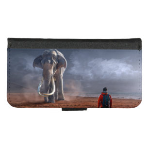 Capa Carteira Para iPhone 8/7 Fantasy Elephant and Man