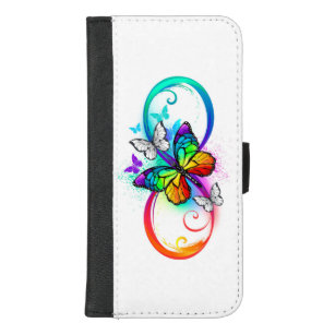 Capa Carteira Para iPhone 8/7 Plus Infinidade brilhante com borboleta arco-íris