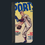 Capa Carteira Para iPhone 8/7 Jogador de beisebol do Vintage Sports Pitcher<br><div class="desc">Ilustração Vintage de design de beisebol esportivo com um lançador. Esportes em estilo quadrinho amarelo com ornamentos antigos.</div>