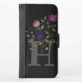 Letra inicial H Plus Carteira de Design Floral