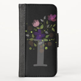 Letra inicial I Plus Carteira de Design Floral