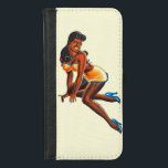 Capa Carteira Para iPhone 8/7 linda pintura negra pinta de mulher nos anos 50<br><div class="desc">bela casa dos 1950 retrô negro pinup girl art iPhone 8/7 Wallet Case</div>