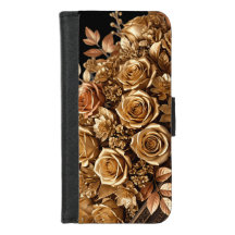 Luxuosas Rosas Florais Douradas Bronzeadas para Te