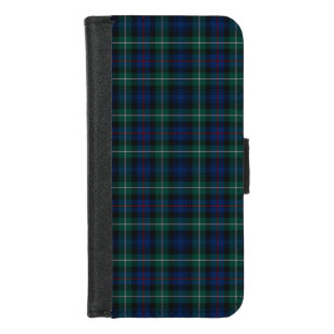 Capa Carteira Para iPhone 8/7 Mackenzie Clan Royal Blue e Forest Green Tartan