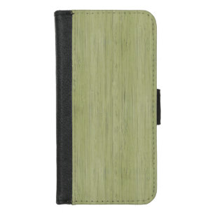 Capa Carteira Para iPhone 8/7 Moisés Green Bamboo Wood Grain Look