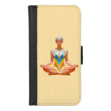 Mulher Meditativa contra fundo amarelo Pastel