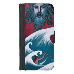 Capa Carteira Para iPhone 8/7 Pintura do óleo de Crimson Neptune