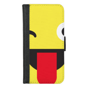 Capa Carteira Para iPhone 8/7 Piscar os olhos Face com Tongue Emoji Wallet Case