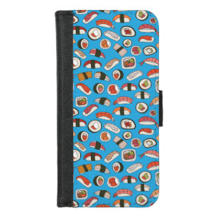 Capa Carteira Para iPhone 8/7 Repetir padrão com sushi delicioso desenhado à mão