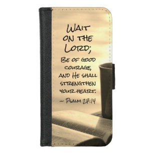 Capa Carteira Para iPhone 8/7 Salmo 27:14, espere o Senhor, Bíblia Verse