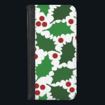 Capa Carteira Para iPhone 8/7 Wallet de férias de Holly Berry Verde e Vermelho<br><div class="desc">Uma carteira telefônica sazonal divertida,  decorada com Holly e Amoras Vermelhas!</div>