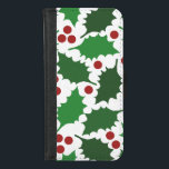 Capa Carteira Para iPhone 8/7 Wallet de férias de Holly Berry Verde e Vermelho<br><div class="desc">Uma carteira telefônica sazonal divertida,  decorada com Holly e Amoras Vermelhas!</div>