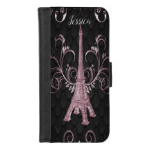 Wallet do iPhone Torre Eiffel Rosa