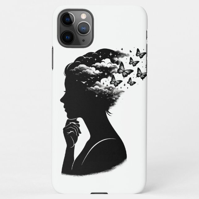 Capa Para iPhone Estojo de telefone com silhueta de borboleta em nu (Verso)