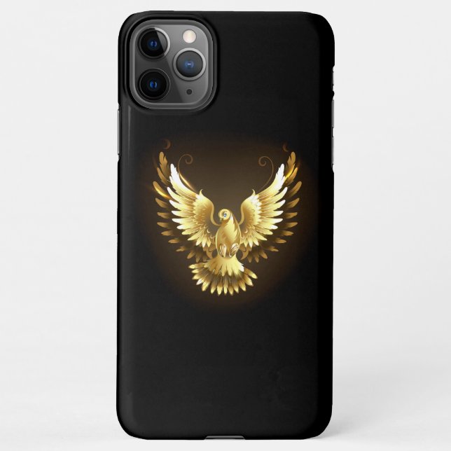 Capa Para iPhone Faux Gold Foil Peace Dove em Preto (Verso)