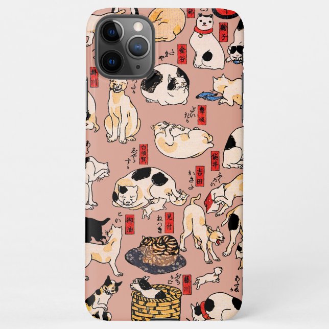 Capa Para iPhone felinos japoneses gatinho Ukiyo-e engraçado (Verso)