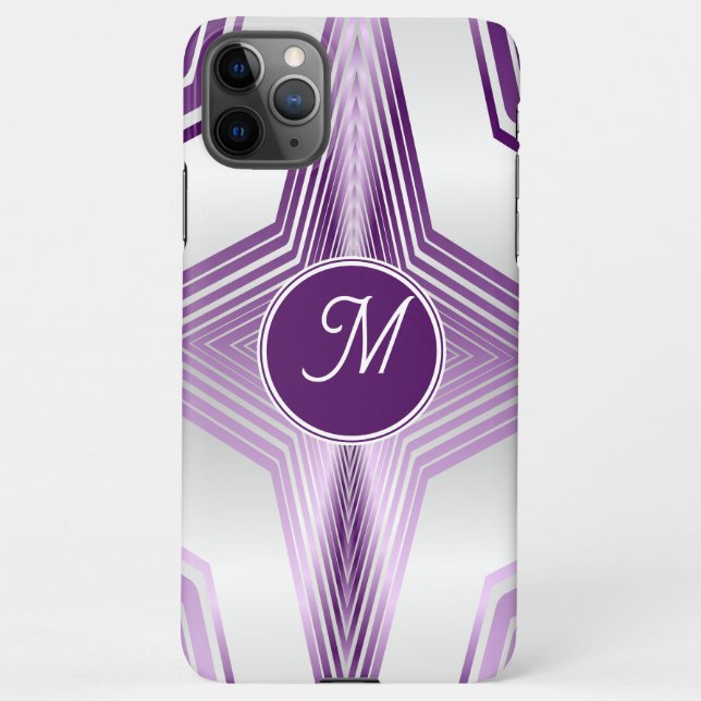 Capa Para iPhone Feminina Monograma Roxo Geométrico (Verso)