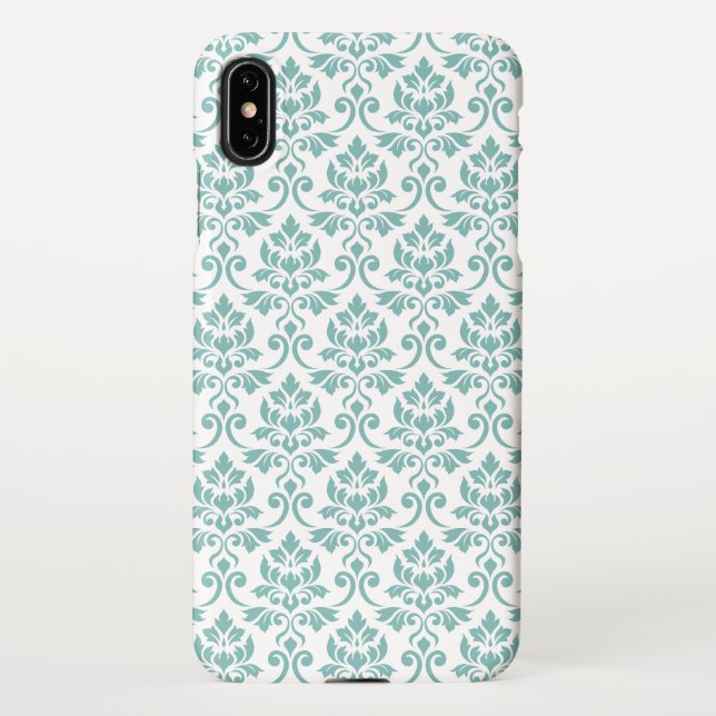 Capa Para iPhone Feuille Damask Teal Pattern (Verso)