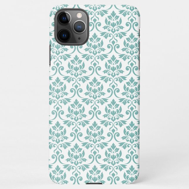 Capa Para iPhone Feuille Damask Teal Pattern (Verso)