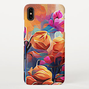 Capa Para iPhone Floral Abstrato Art Laranja Vermelho Azul Flores