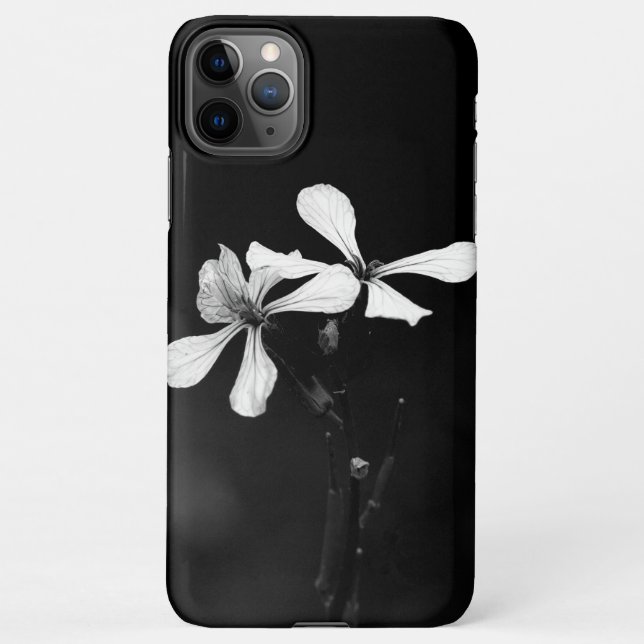 Capa Para iPhone floral preto e branco mínimo (Verso)