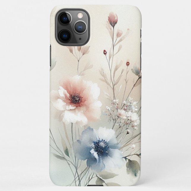 Capa Para iPhone Flores de Aquarela Delicadas Clássicas (Verso)