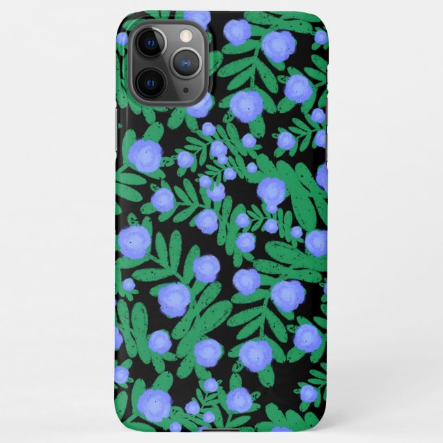 Capa Para iPhone Flores De Púrpura Leve E Plantas De Folha Verde (Verso)