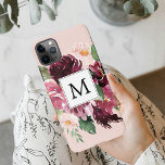 Capa Para iPhone Flores Modernas de Aquarela Monograma<br><div class="desc">Flores Modernas de Aquarela Monograma</div>