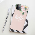 Capa Para iPhone Flores Rosa Moderno Pastel Alô E Você Chama<br><div class="desc">Flores Rosa Moderno Pastel Alô E Você Chama</div>