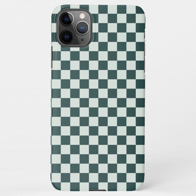 Capa Para iPhone Forest green moss checkerboard pattern (Verso)