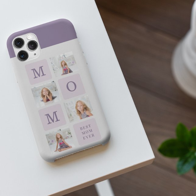 Capa Para iPhone Foto de Colagem Moderna Melhor Mãe, Presente Roxo (Criador carregado)