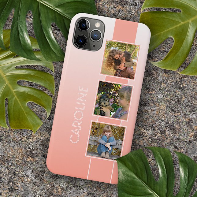 Capa Para iPhone Fotografias Personalizadas No Ombre Coral Peach Or (Criador carregado)