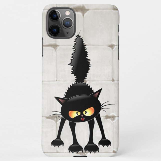 Capa Para iPhone Funny Fierce Black Cat Cartoon  (Verso)