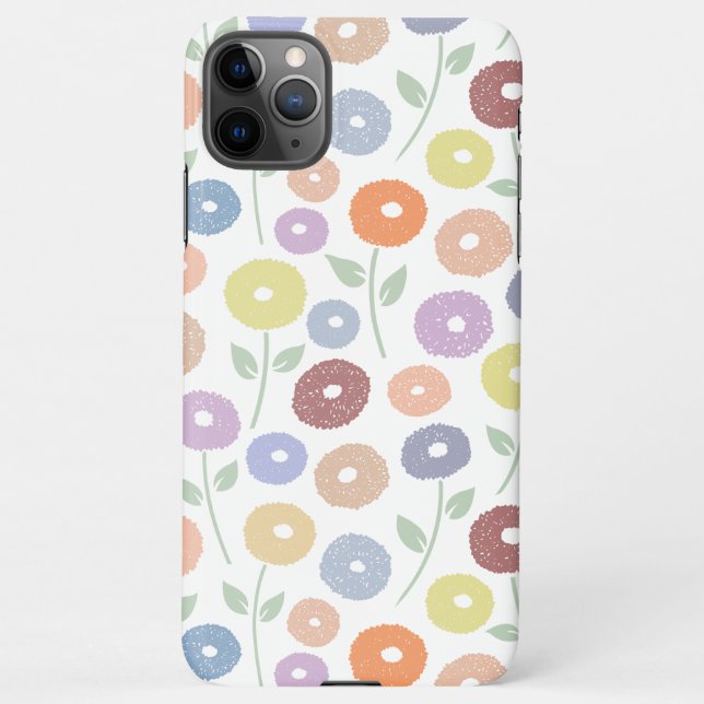 Capa Para iPhone Fuzzy Flower Rpt Pattern Pastels on White (Verso)