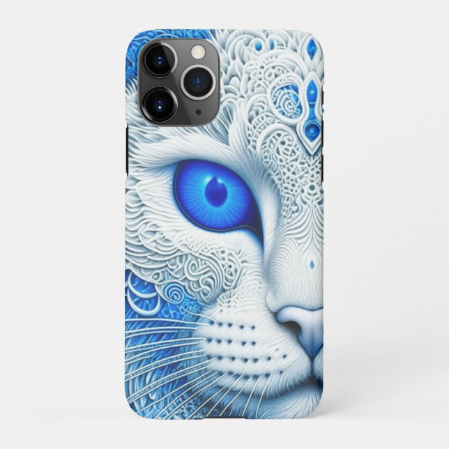 Capa Para iPhone Gato Místico Branco Arte Etérea de IA (Verso)