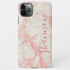 Capa Para iPhone Girly Pink Marbled Linda Marble Custom Name