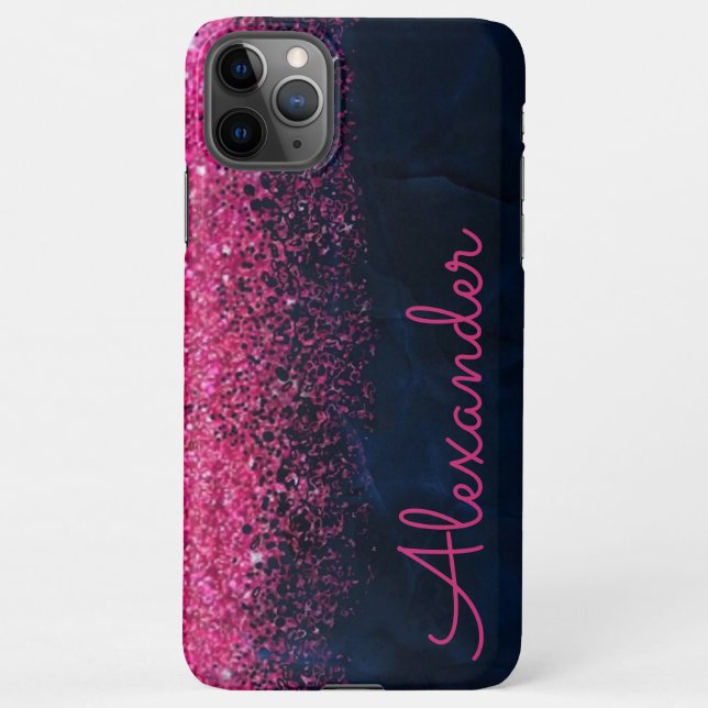 Capa Para iPhone Glitter de Marinho rosa personalizado Glitter Glit (Verso)