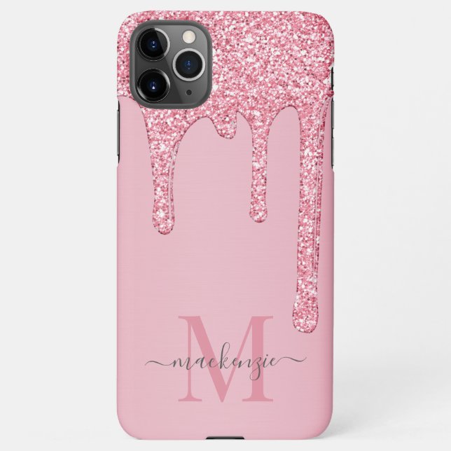 Capa Para iPhone Glitter Glitter Glitter Grelha Rosa Esbranquiçada  (Verso)