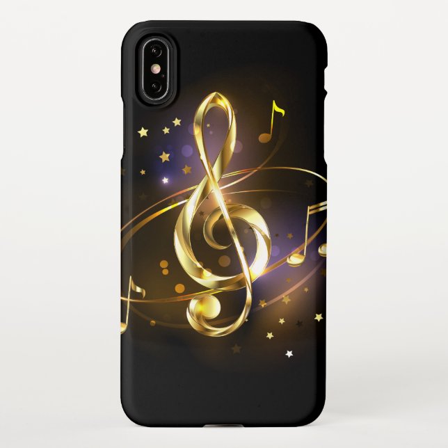 Capa Para iPhone Gold Treble Clef Music (Verso)