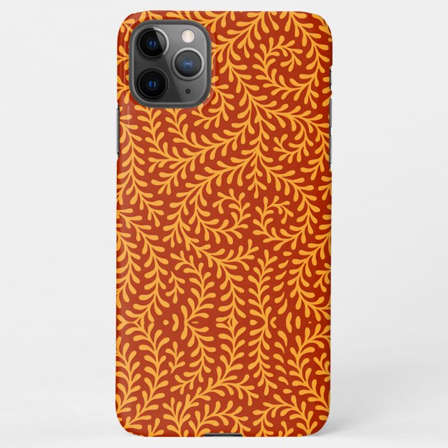Capa Para iPhone Golden Yellow Leafy Vine Pattern  (Verso)