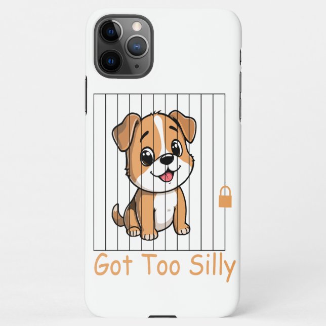 Capa Para iPhone Got Too Silly Funny Dog Pun Humor  (Verso)