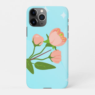 Capa Para iPhone Gradação do céu azul com ramificação primavera flo