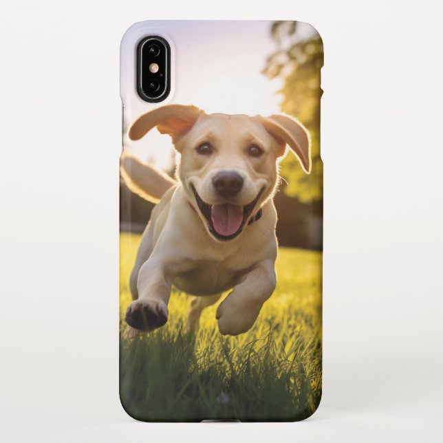 Capa Para iPhone Happy Labrador Puppy em execução (Verso)