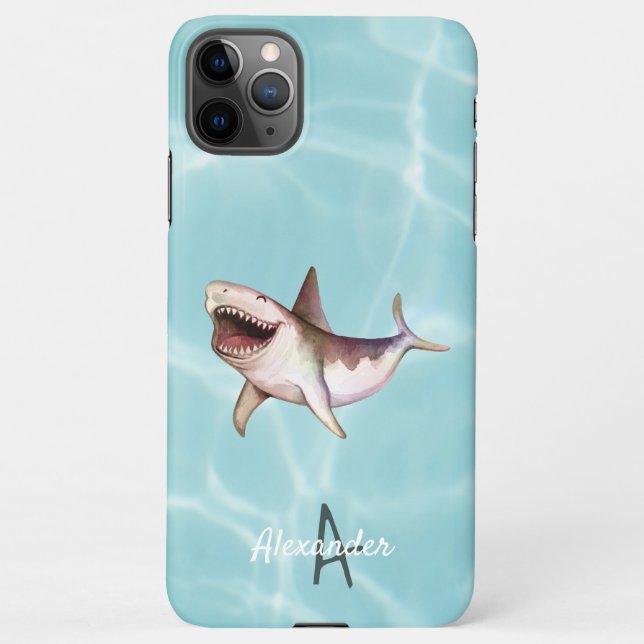 Capa Para iPhone Happy SHARK Ocean Life Personalized Budget Nomeado (Verso)